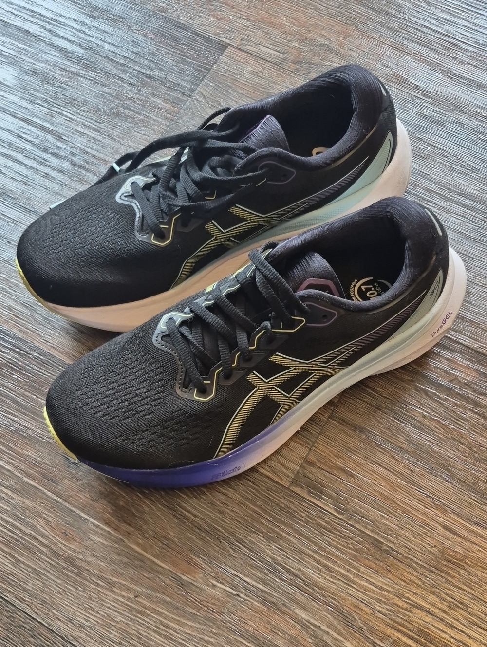 ASICS Women's Black Running Shoes with Mint & Purple Accents